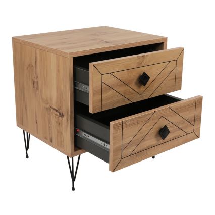 Nightstand LUNA 55x50 cm brown/black
