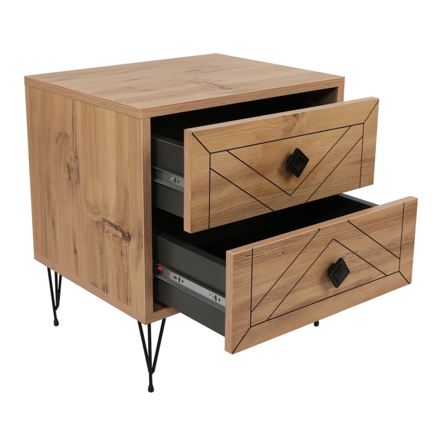 Nightstand LUNA 55x50 cm brown/black