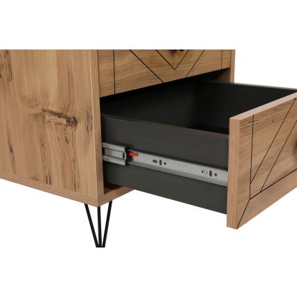 Nightstand LUNA 55x50 cm brown/black