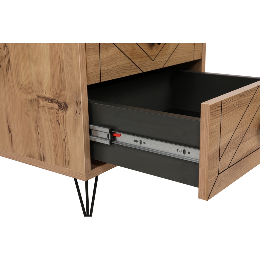 Nightstand LUNA 55x50 cm brown/black
