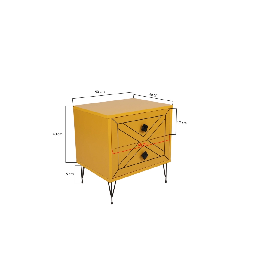 Nightstand LUNA 55x50 cm yellow
