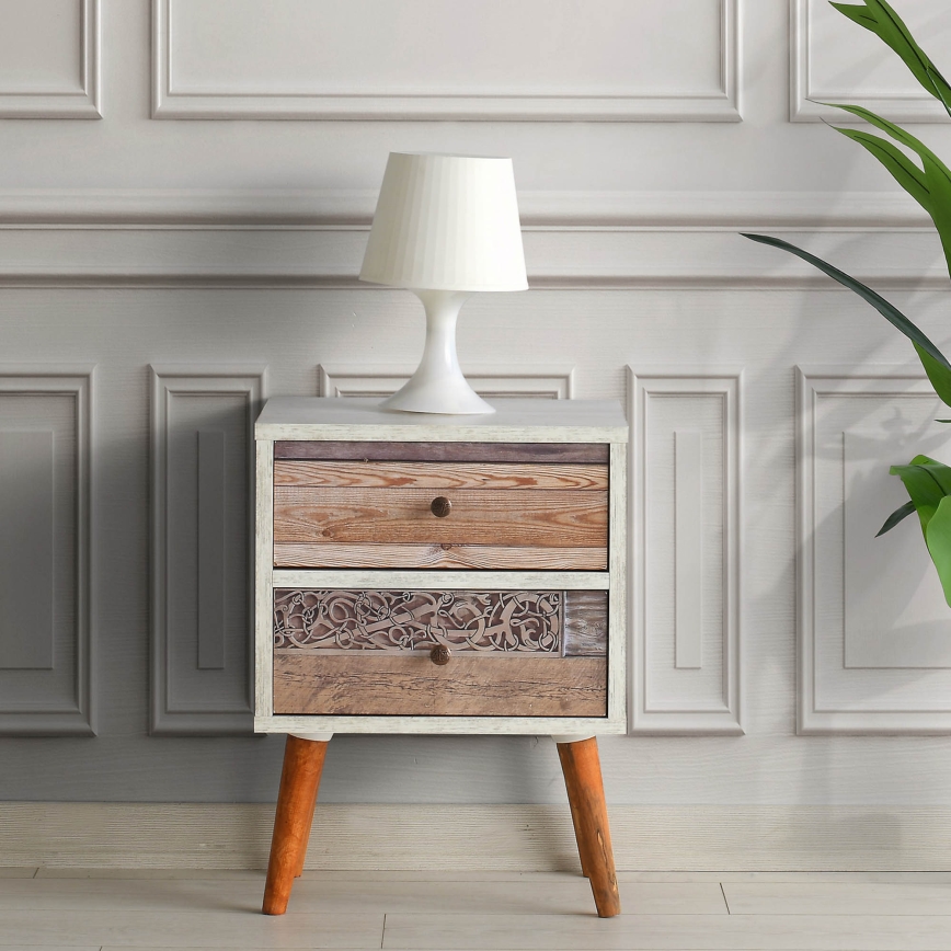 Nightstand MALMO 55x40 cm white/brown