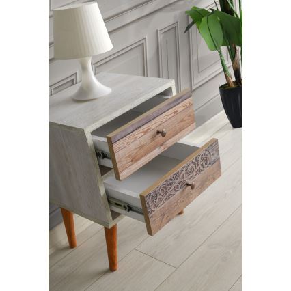 Nightstand MALMO 55x40 cm white/brown