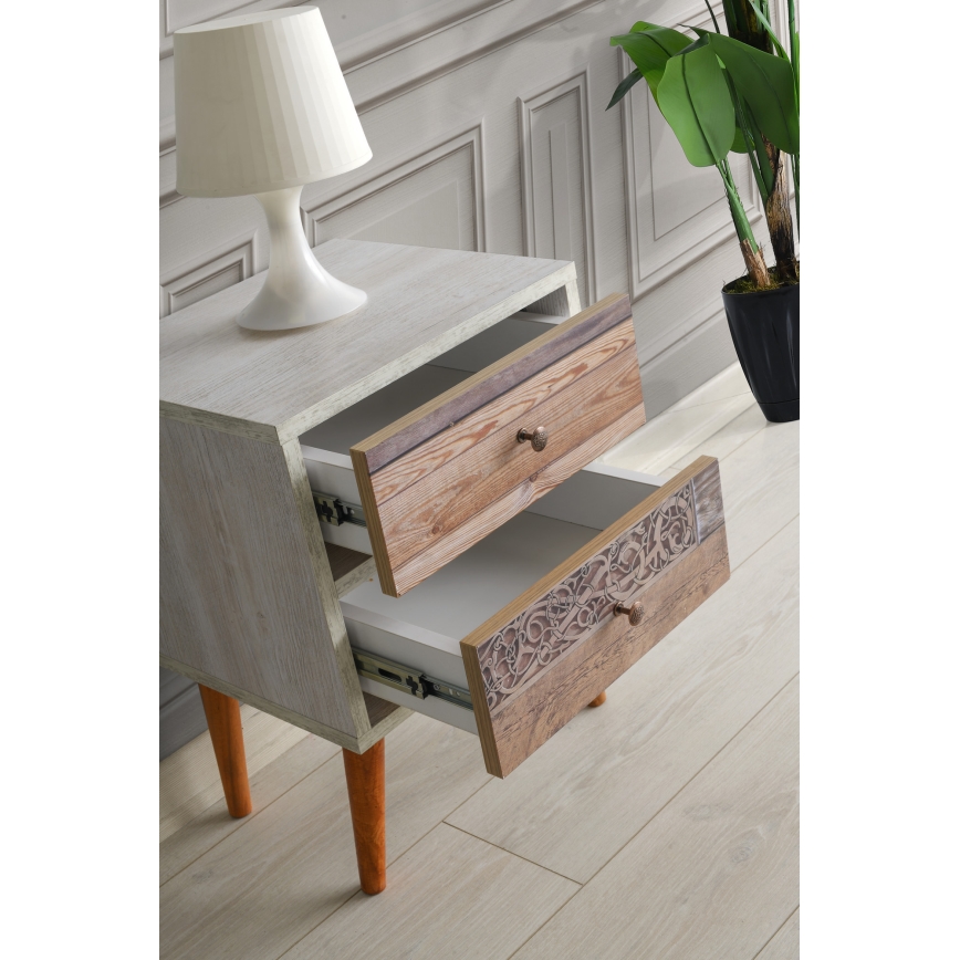 Nightstand MALMO 55x40 cm white/brown