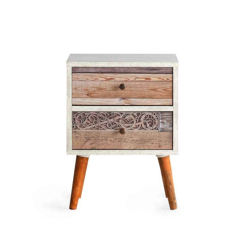 Nightstand MALMO 55x40 cm white/brown