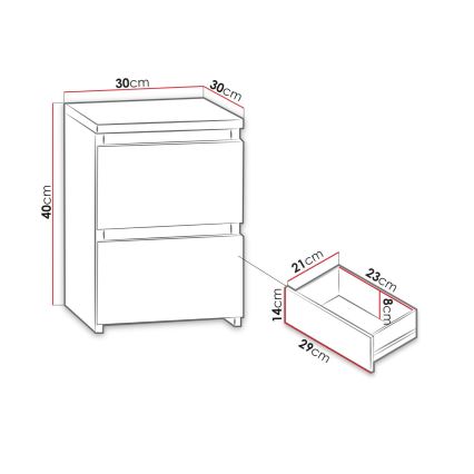 Nightstand MALWA 40x30 cm shiny white