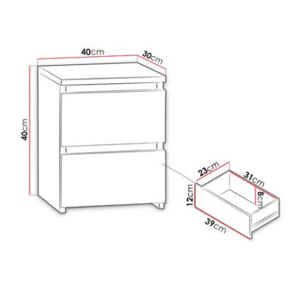 Nightstand MALWA 40x40 cm matte white
