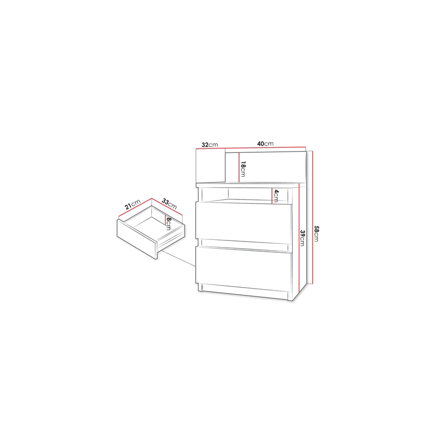 Nightstand MALWA 59x40 cm white