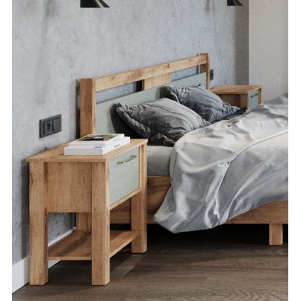 Nightstand MENTA 42x59 cm Wotan oak/green