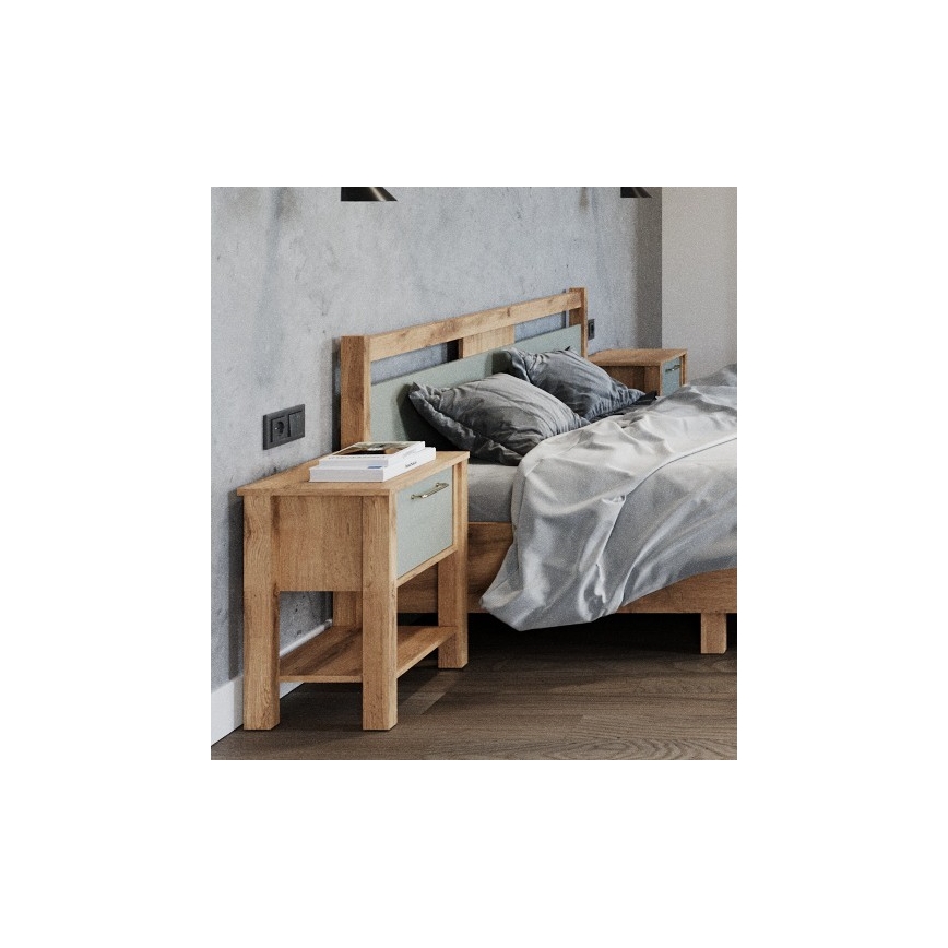 Nightstand MENTA 42x59 cm Wotan oak/green