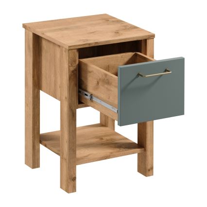 Nightstand MENTA 42x59 cm Wotan oak/green