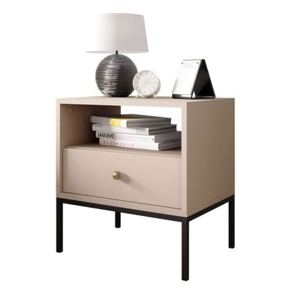 Nightstand MONO 56x54 cm beige/black