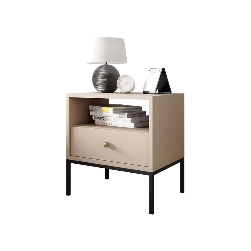 Nightstand MONO 56x54 cm beige/black