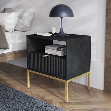 Nightstand NOVA 56x54 cm black/gold