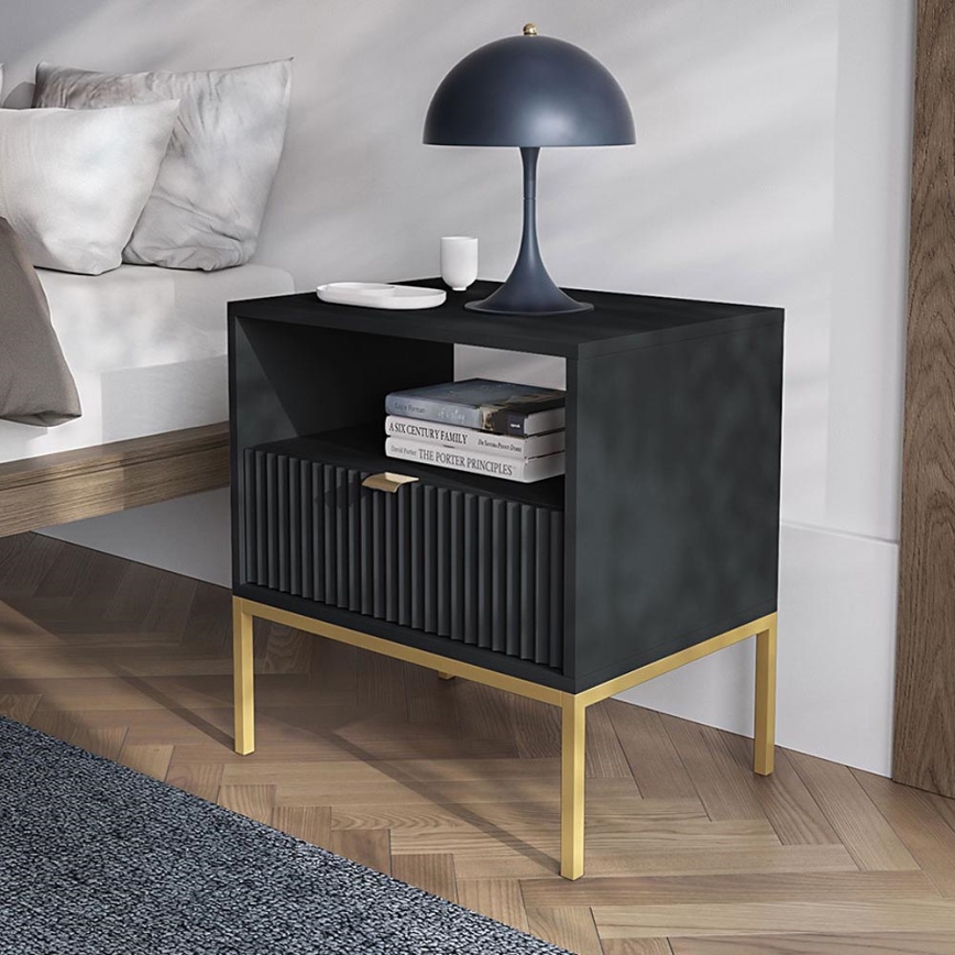 Nightstand NOVA 56x54 cm black/gold