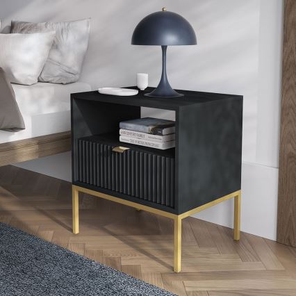 Nightstand NOVA 56x54 cm black/gold