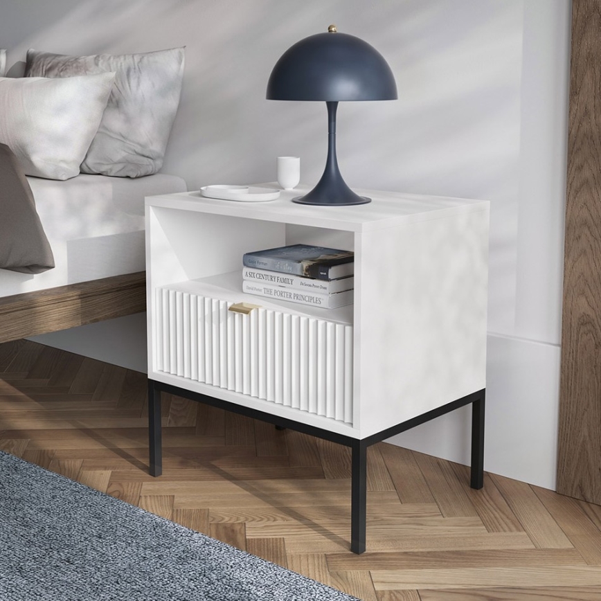 Nightstand NOVA 56x54 cm white/black