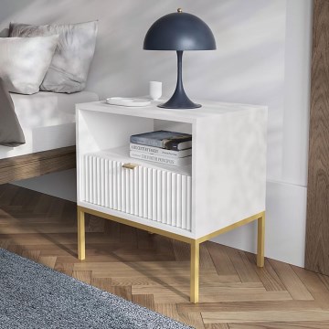 Nightstand NOVA 56x54 cm white/gold