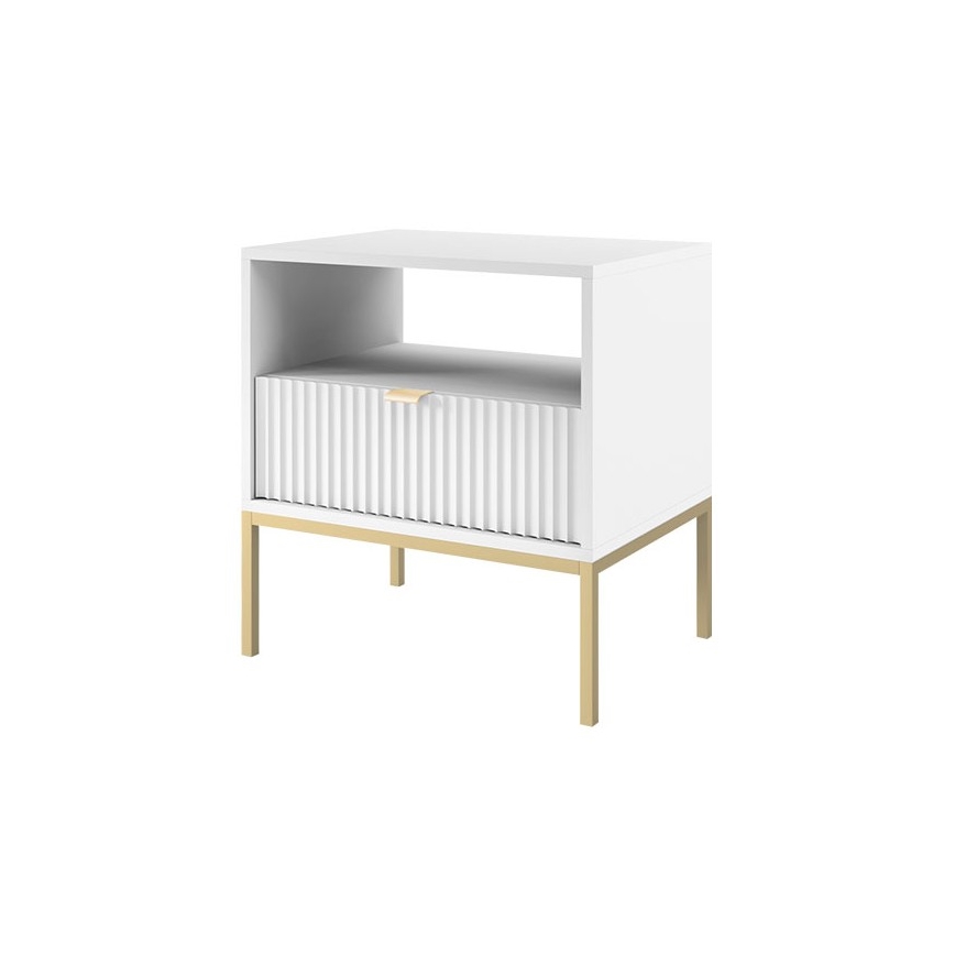 Nightstand NOVA 56x54 cm white/gold