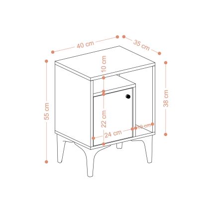 Nightstand NUNO 55x40 cm sapphire oak