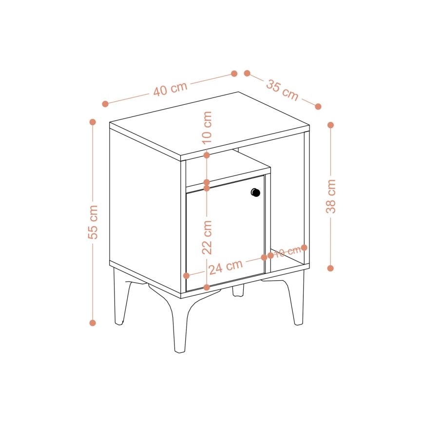 Nightstand NUNO 55x40 cm sapphire oak
