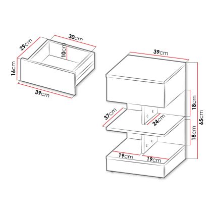 Nightstand OBENITA 65x39 cm white