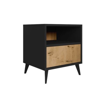 Nightstand OVESSI 52x47 cm black/oak artisan