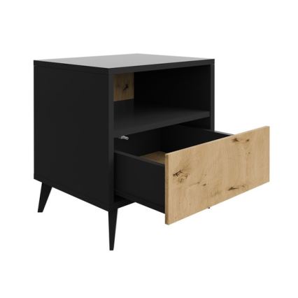 Nightstand OVESSI 52x47 cm black/oak artisan