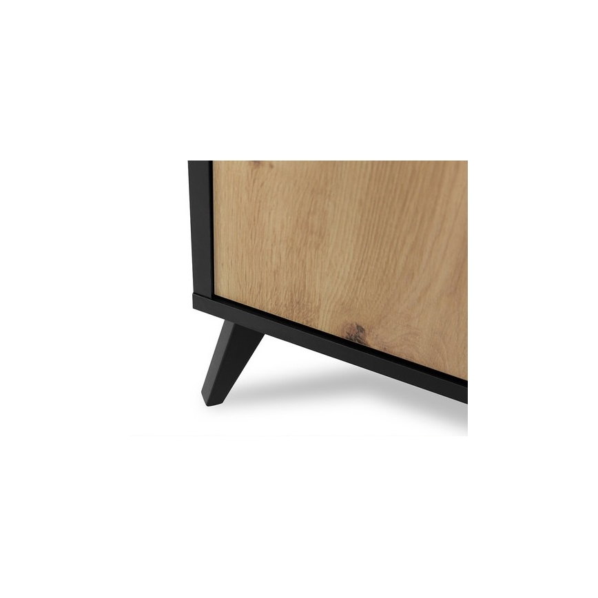 Nightstand OVESSI 52x47 cm black/oak artisan