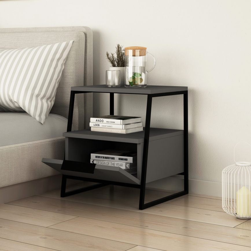 Nightstand PAL 50x45 cm black/anthracite