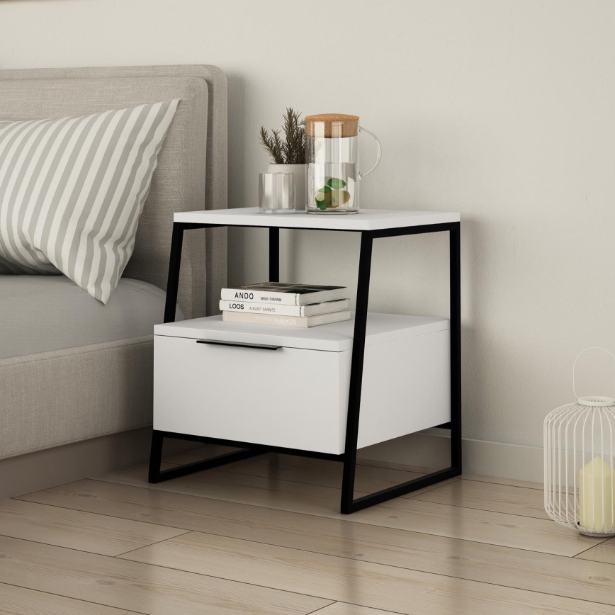 Nightstand PAL 50x45 cm white/black