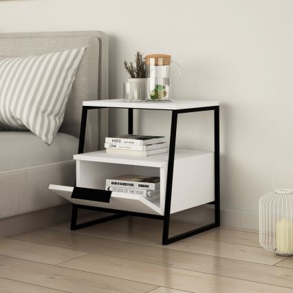 Nightstand PAL 50x45 cm white/black