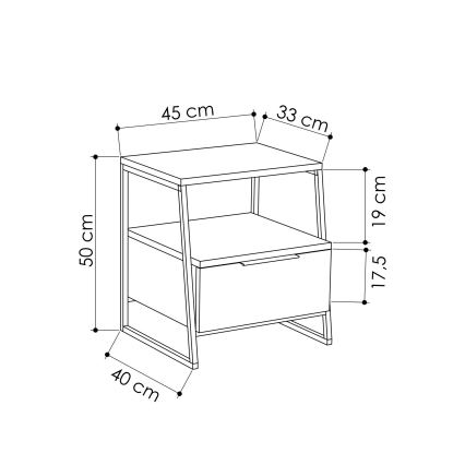 Nightstand PAL 50x45 cm white/black