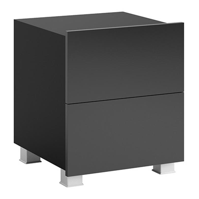 Nightstand PAVO 45x40 cm shiny black/matte black
