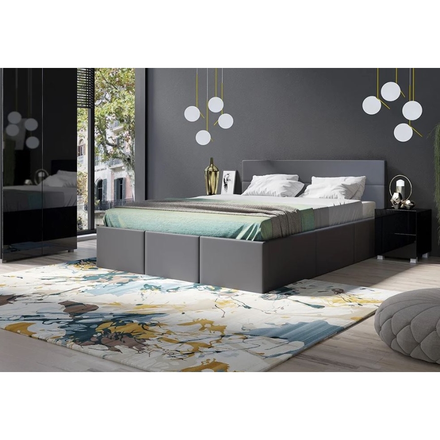 Nightstand PAVO 45x40 cm shiny black/matte black