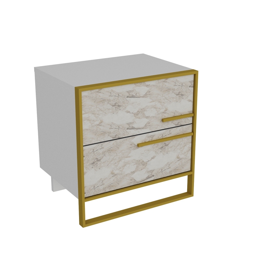 Nightstand POLKA 51,8x50 cm gold/white