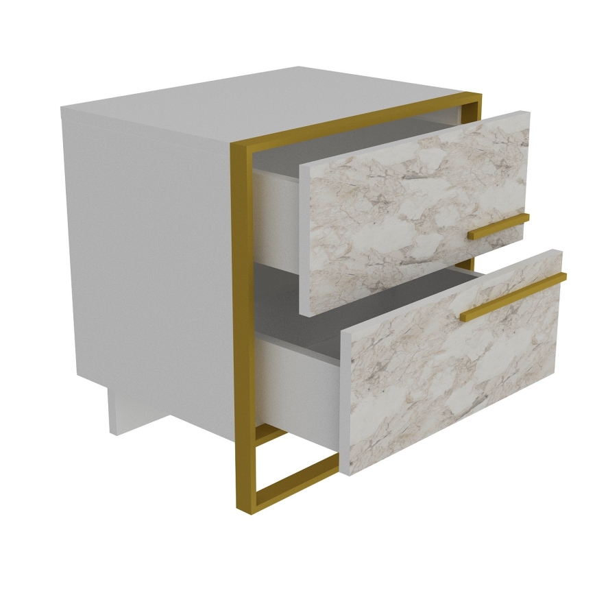 Nightstand POLKA 51,8x50 cm gold/white