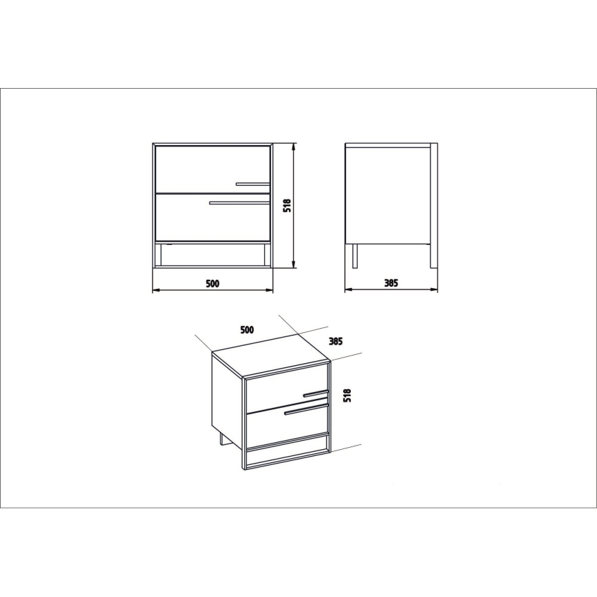 Nightstand POLKA 51,8x50 cm gold/white