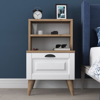 Nightstand RANI 45x74,4 cm white/brown