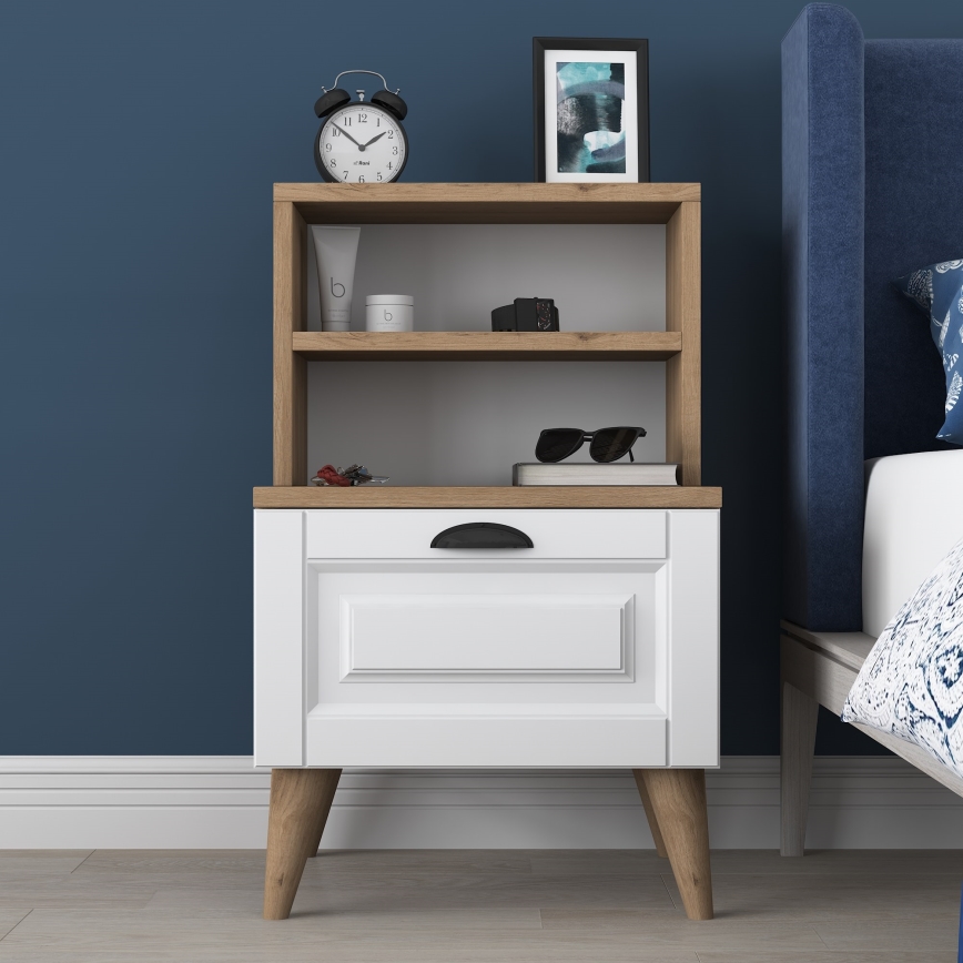 Nightstand RANI 45x74,4 cm white/brown