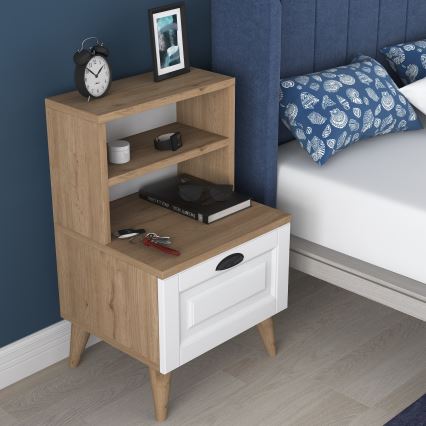 Nightstand RANI 45x74,4 cm white/brown