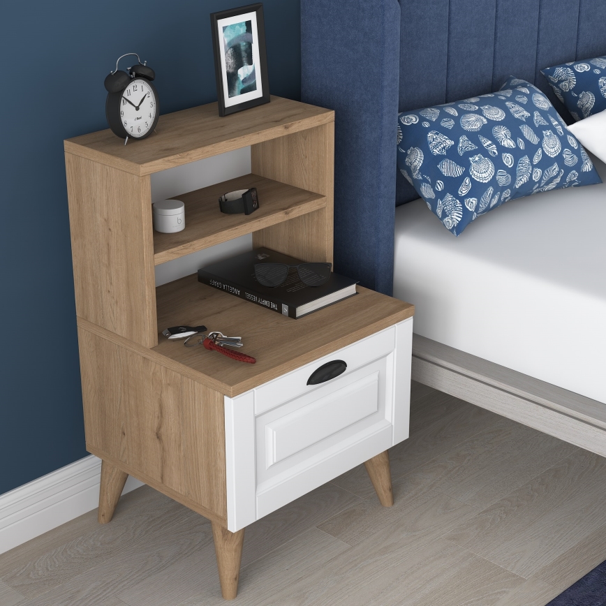 Nightstand RANI 45x74,4 cm white/brown