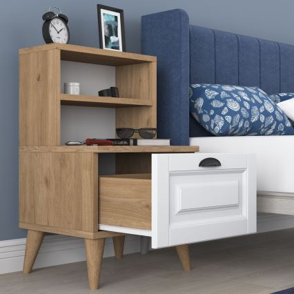 Nightstand RANI 45x74,4 cm white/brown