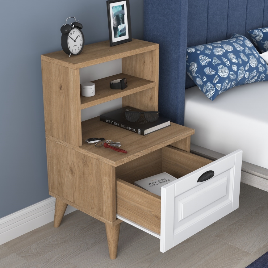 Nightstand RANI 45x74,4 cm white/brown