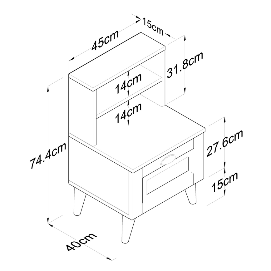 Nightstand RANI 45x74,4 cm white