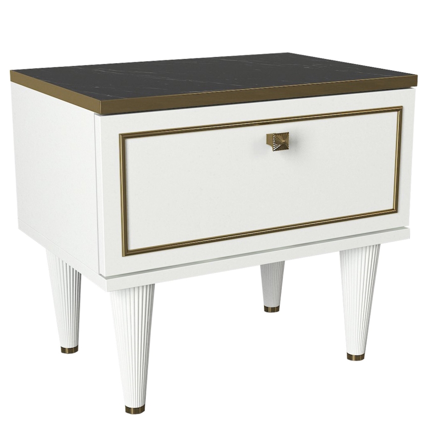 Nightstand RAVENNA 47,2x50 cm white/black/gold