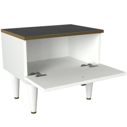 Nightstand RAVENNA 47,2x50 cm white/black/gold