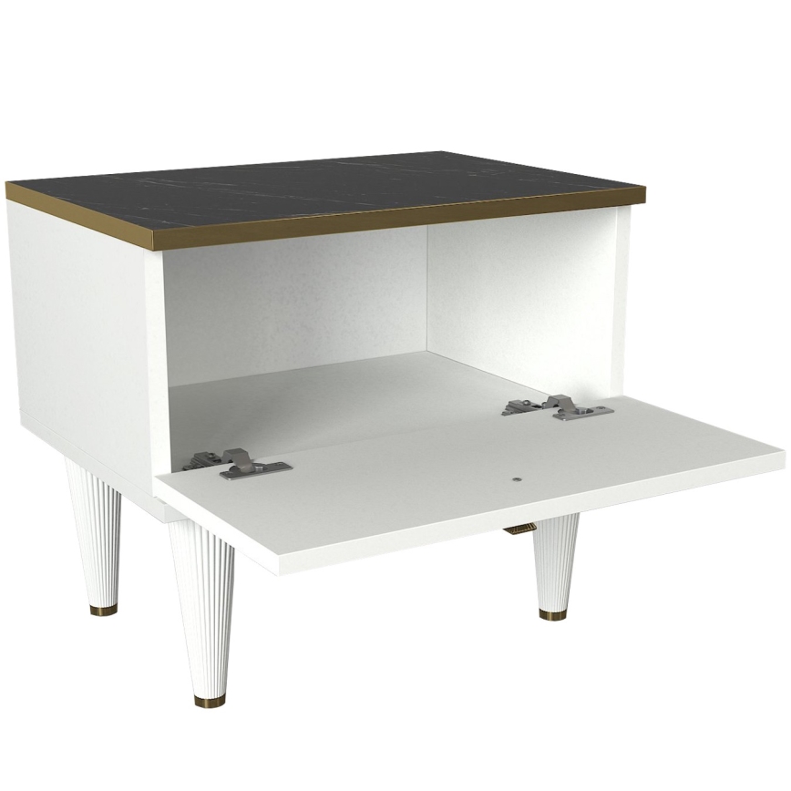 Nightstand RAVENNA 47,2x50 cm white/black/gold