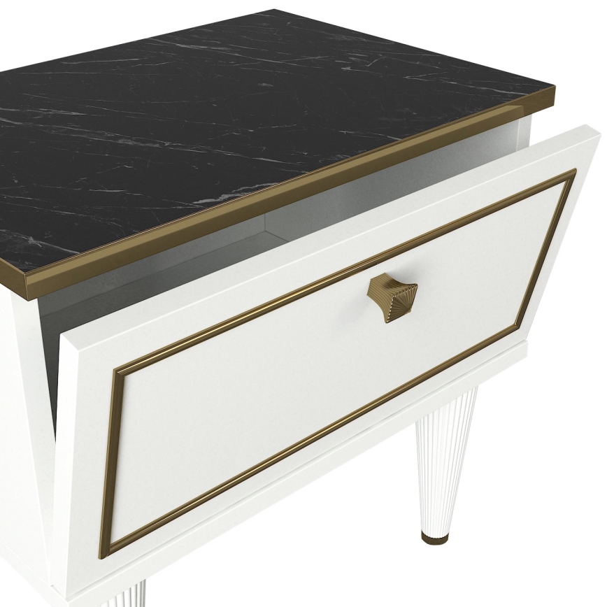 Nightstand RAVENNA 47,2x50 cm white/black/gold
