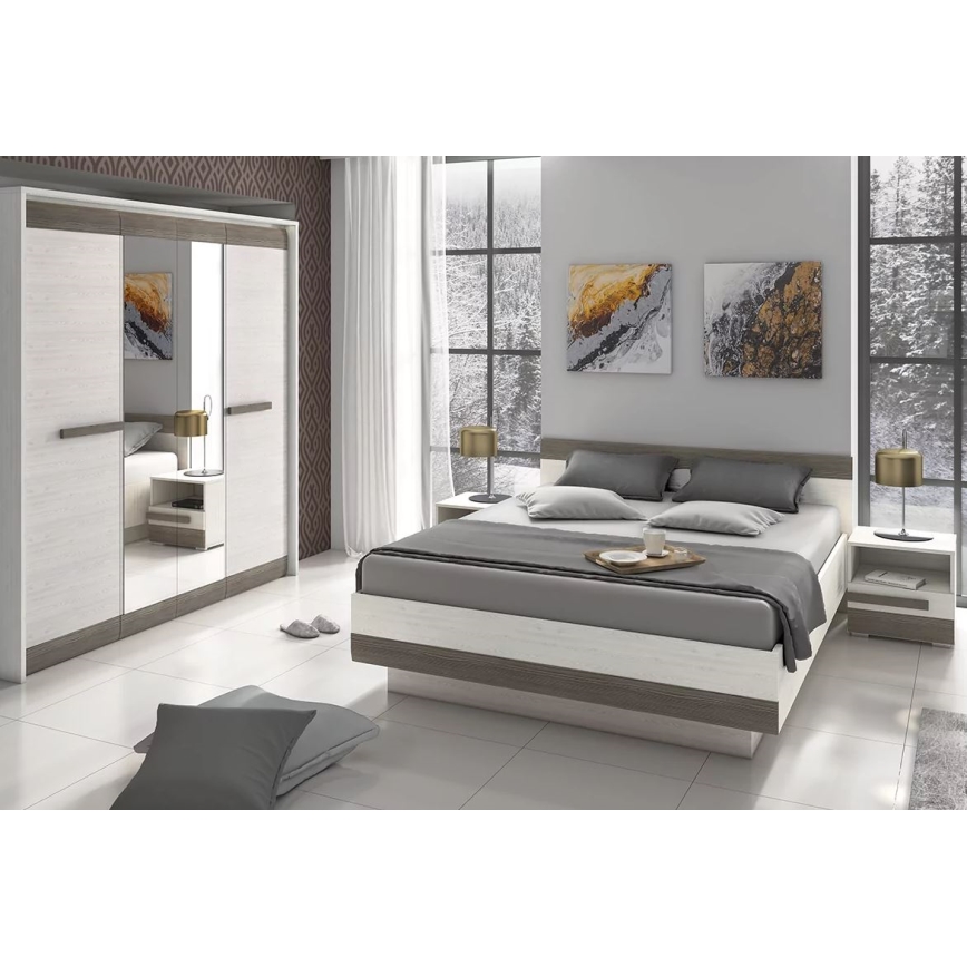 Nightstand SARPA 45x46 cm white/brown